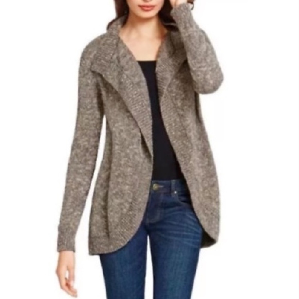CAbi Brown Cotton Knit Open Swear By Sweater 880